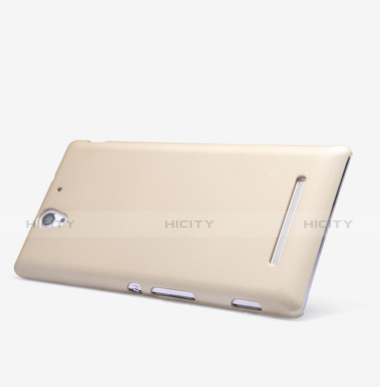 Schutzhülle Kunststoff Hülle Matt für Sony Xperia C3 Gold groß