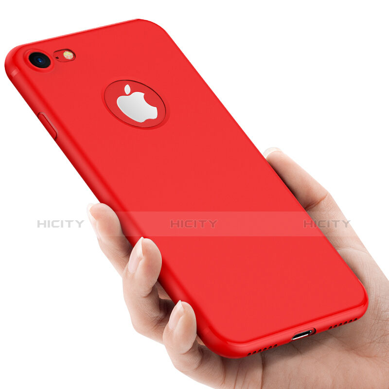 Schutzhülle Kunststoff Hülle Matt Loch für Apple iPhone 7 Rot