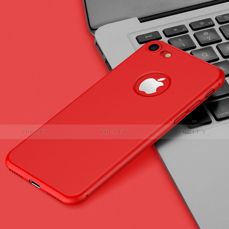 Schutzhülle Kunststoff Hülle Matt Loch für Apple iPhone 7 Rot