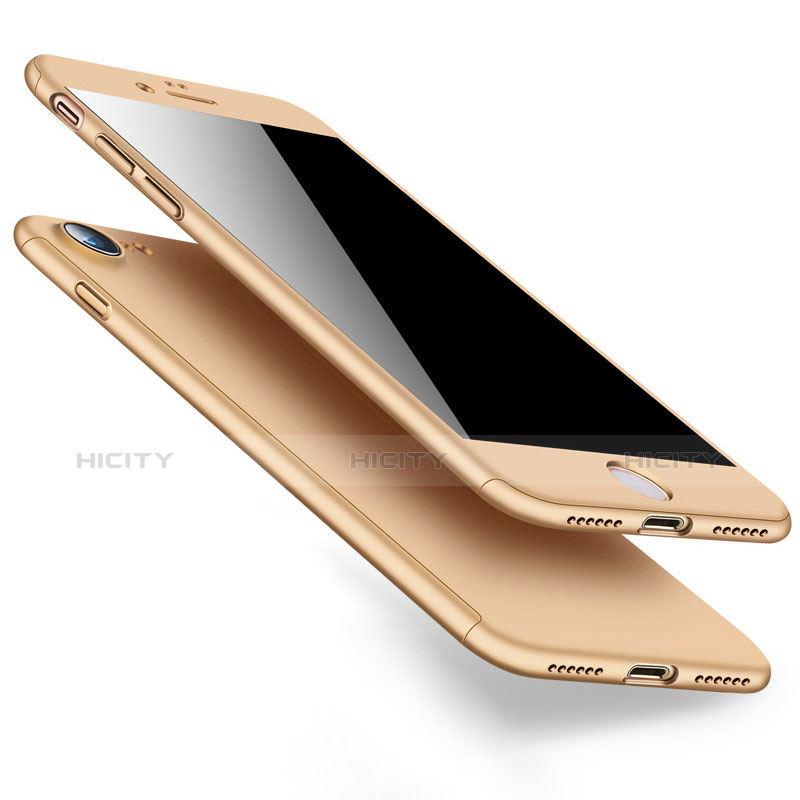 Schutzhülle Kunststoff Hülle Matt Vorder und Rückseite 360 Grad für Apple iPhone 7 Gold