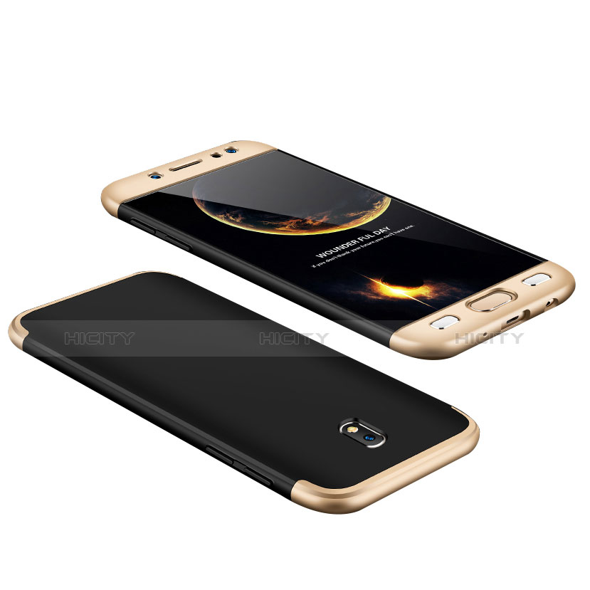 Schutzhülle Kunststoff Hülle Matt Vorder und Rückseite 360 Grad für Samsung Galaxy J7 Pro Gold und Schwarz