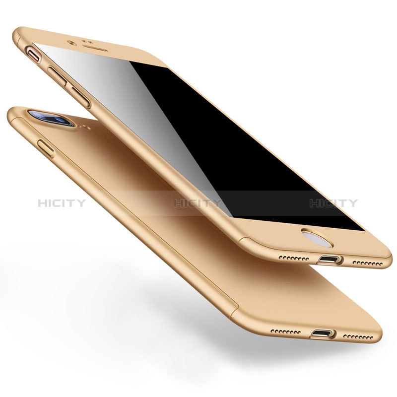 Schutzhülle Kunststoff Hülle Matt Vorder und Rückseite 360 Grad Q01 für Apple iPhone 8 Plus Gold