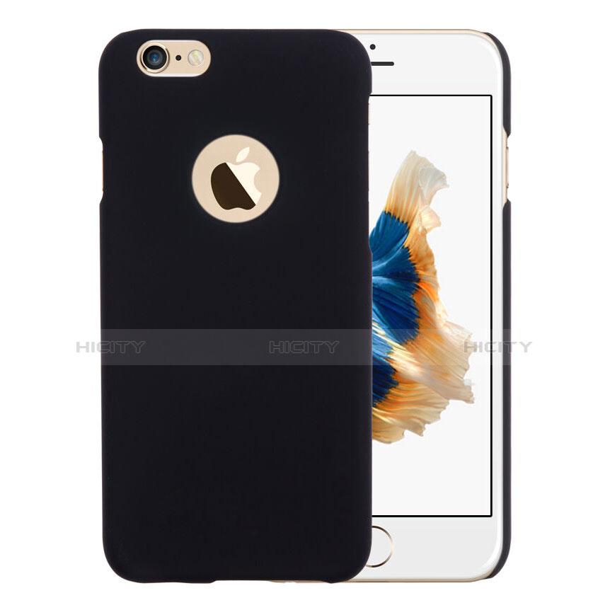 Schutzhülle Kunststoff Tasche Matt Loch für Apple iPhone 6 Plus Schwarz