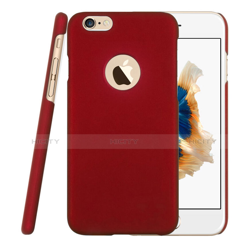 Schutzhülle Kunststoff Tasche Matt Loch für Apple iPhone 6 Rot Plus