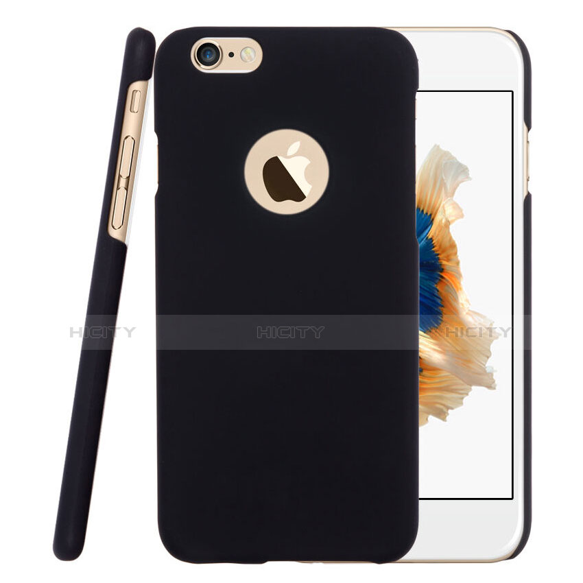 Schutzhülle Kunststoff Tasche Matt Loch für Apple iPhone 6 Schwarz Plus