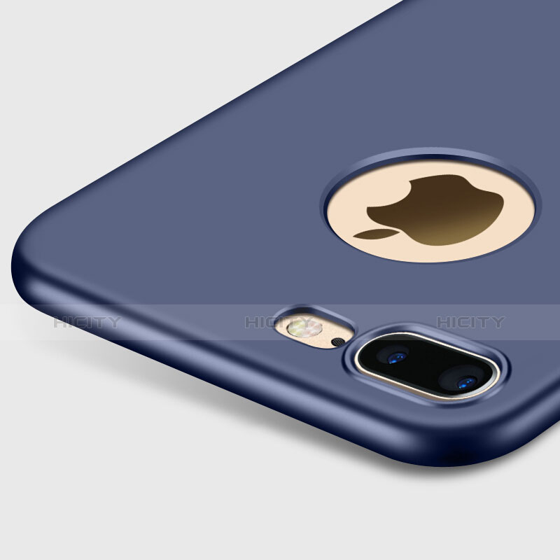 Schutzhülle Kunststoff Tasche Matt Loch für Apple iPhone 7 Plus Blau