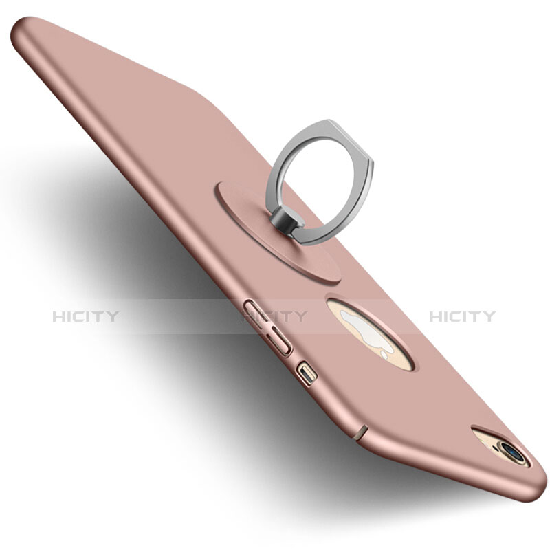 Schutzhülle Kunststoff Tasche Matt Loch mit Fingerring Ständer für Apple iPhone 6 Plus Rosa