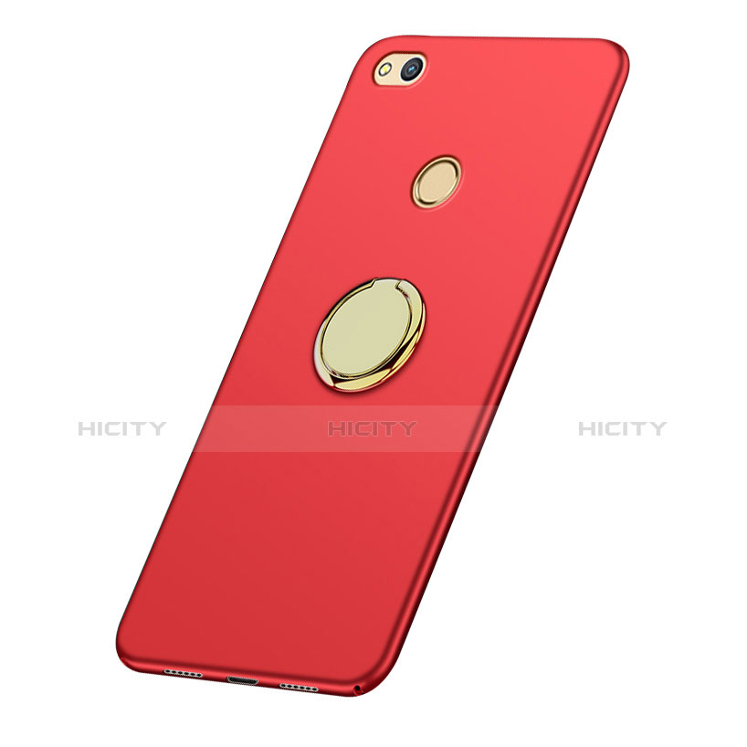Schutzhülle Kunststoff Tasche Matt mit Fingerring Ständer A02 für Huawei GR3 (2017) Rot groß