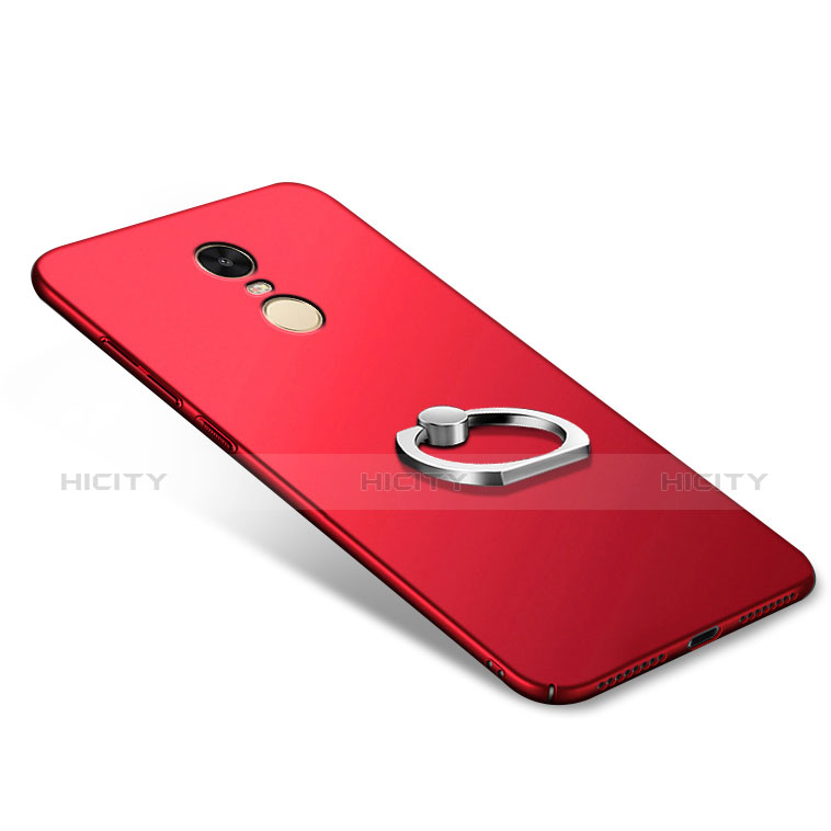 Schutzhülle Kunststoff Tasche Matt mit Fingerring Ständer A02 für Xiaomi Redmi Note 4X High Edition Rot