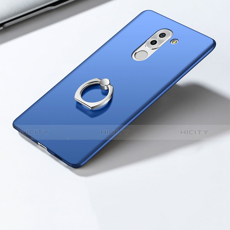 Schutzhülle Kunststoff Tasche Matt mit Fingerring Ständer A03 für Huawei Honor 6X Pro Blau groß