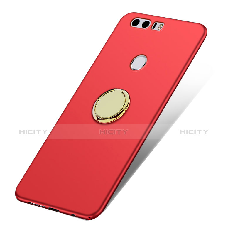Schutzhülle Kunststoff Tasche Matt mit Fingerring Ständer A03 für Huawei Honor 8 Rot