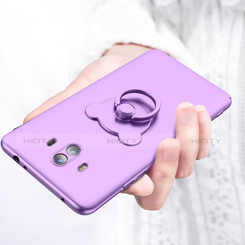 Schutzhülle Kunststoff Tasche Matt mit Fingerring Ständer A03 für Huawei Mate 10 Violett