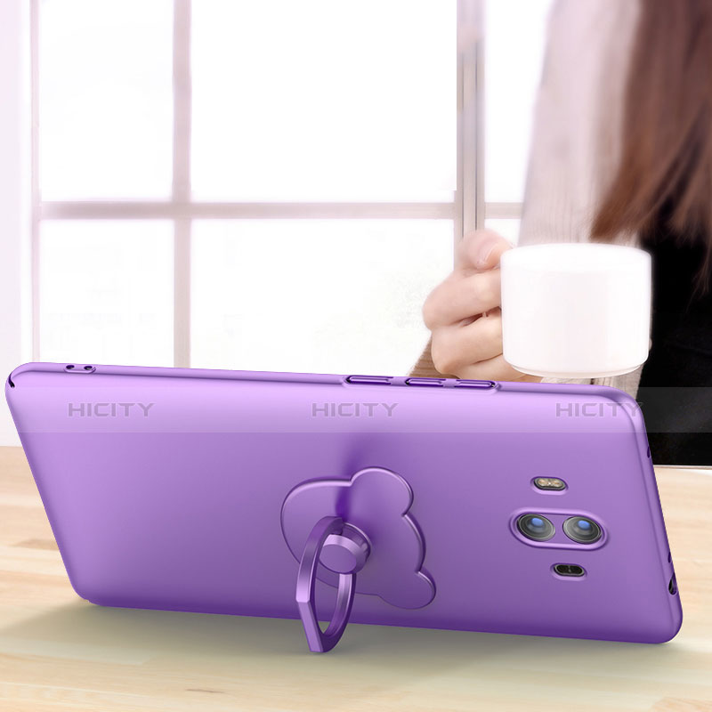 Schutzhülle Kunststoff Tasche Matt mit Fingerring Ständer A03 für Huawei Mate 10 Violett