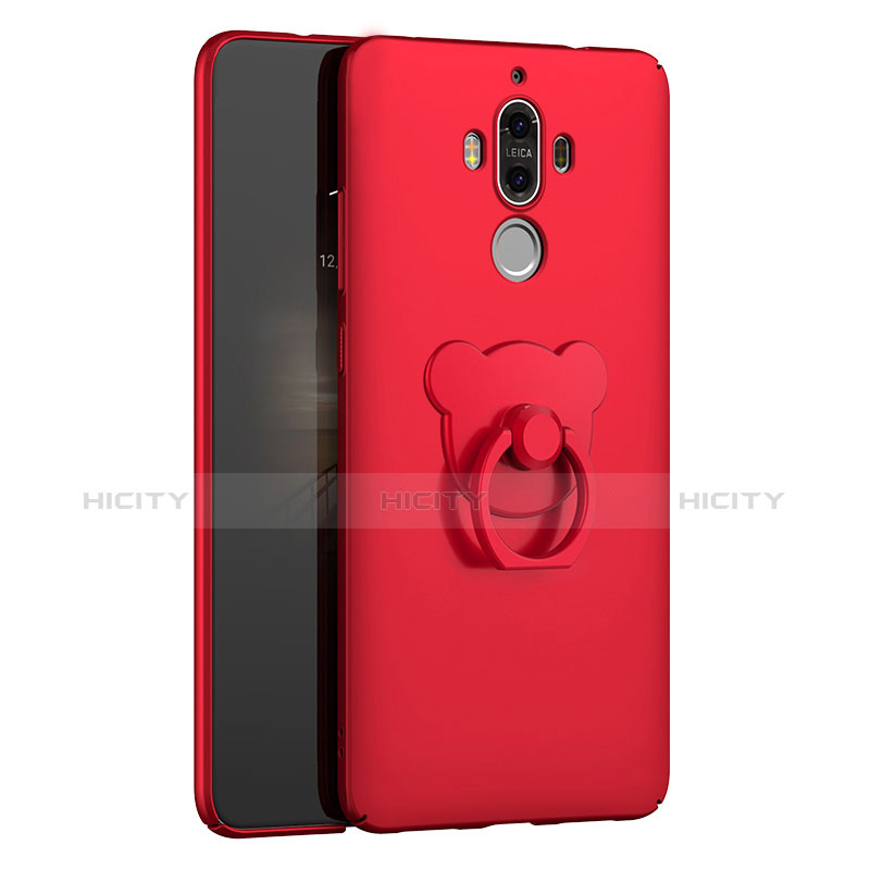 Schutzhülle Kunststoff Tasche Matt mit Fingerring Ständer A04 für Huawei Mate 9 Rot