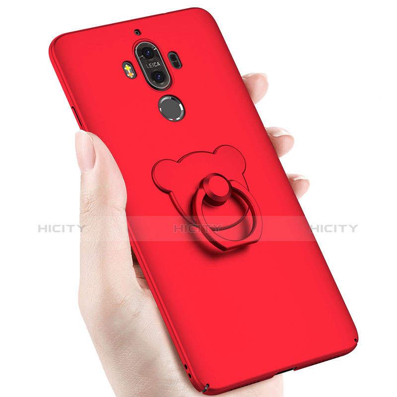 Schutzhülle Kunststoff Tasche Matt mit Fingerring Ständer A04 für Huawei Mate 9 Rot