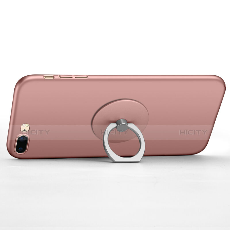 Schutzhülle Kunststoff Tasche Matt mit Fingerring Ständer für Apple iPhone 7 Plus Rosa groß