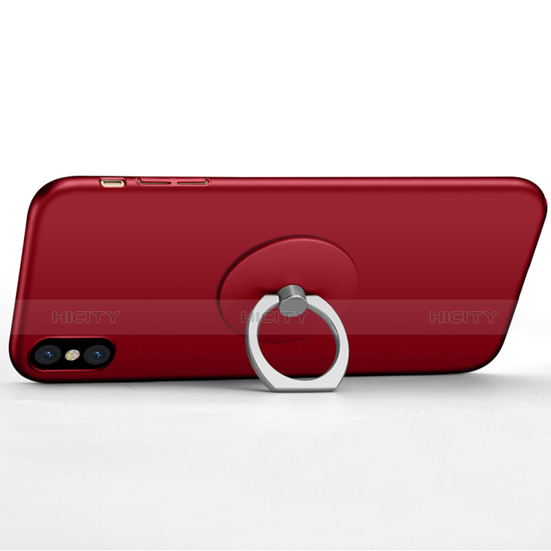 Schutzhülle Kunststoff Tasche Matt mit Fingerring Ständer für Apple iPhone X Rot groß