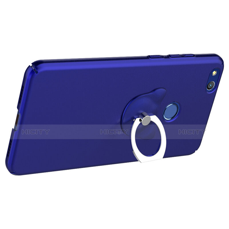 Schutzhülle Kunststoff Tasche Matt mit Fingerring Ständer für Huawei P8 Lite (2017) Blau