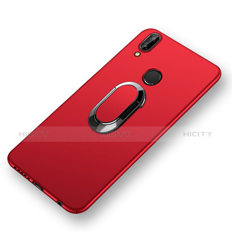 Schutzhülle Kunststoff Tasche Matt mit Fingerring Ständer und Lanyard für Huawei Nova 3e Rot