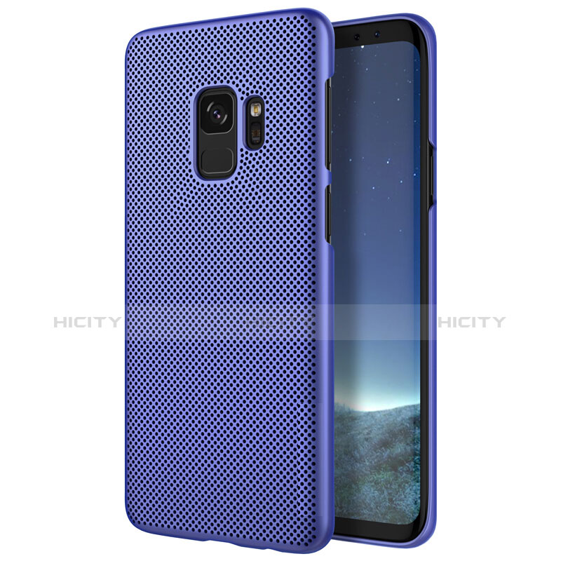 Schutzhülle Kunststoff Tasche Punkte Loch für Samsung Galaxy S9 Blau