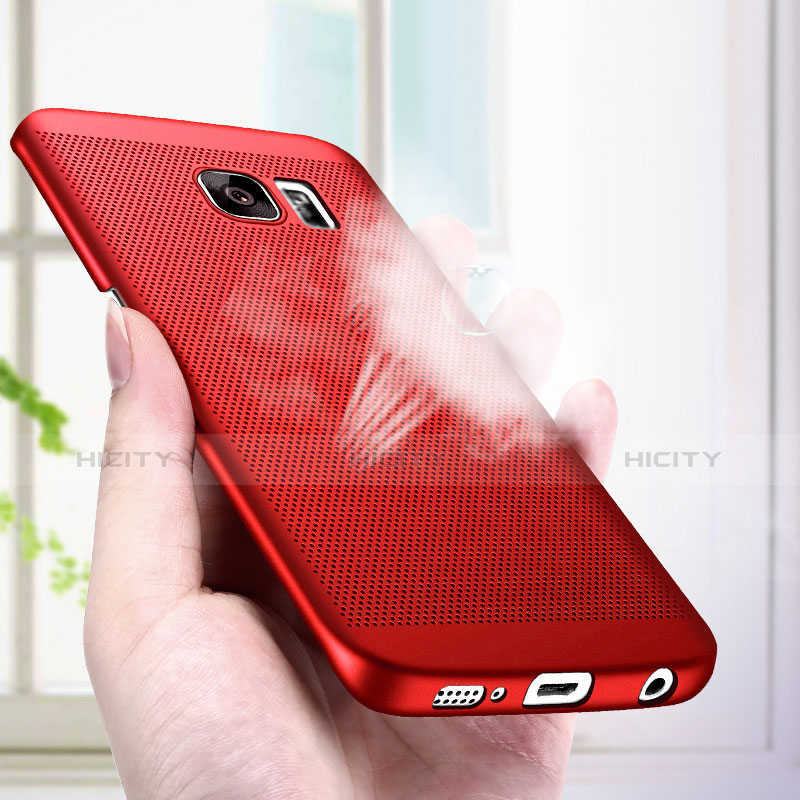 Schutzhülle Kunststoff Tasche Punkte Loch M01 für Samsung Galaxy S7 Edge G935F Rot groß