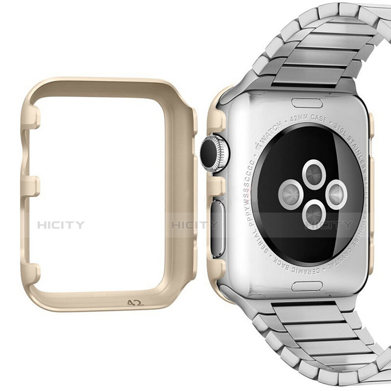 Schutzhülle Luxus Aluminium Metall Rahmen C01 für Apple iWatch 3 38mm Gold