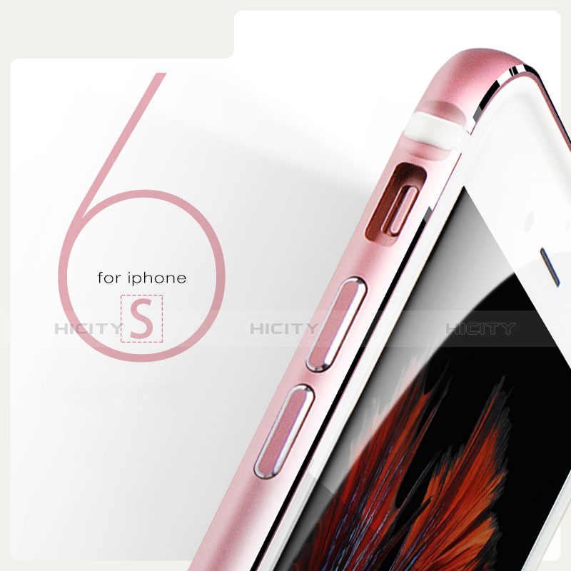 Schutzhülle Luxus Aluminium Metall Rahmen für Apple iPhone 6S Rosa Plus