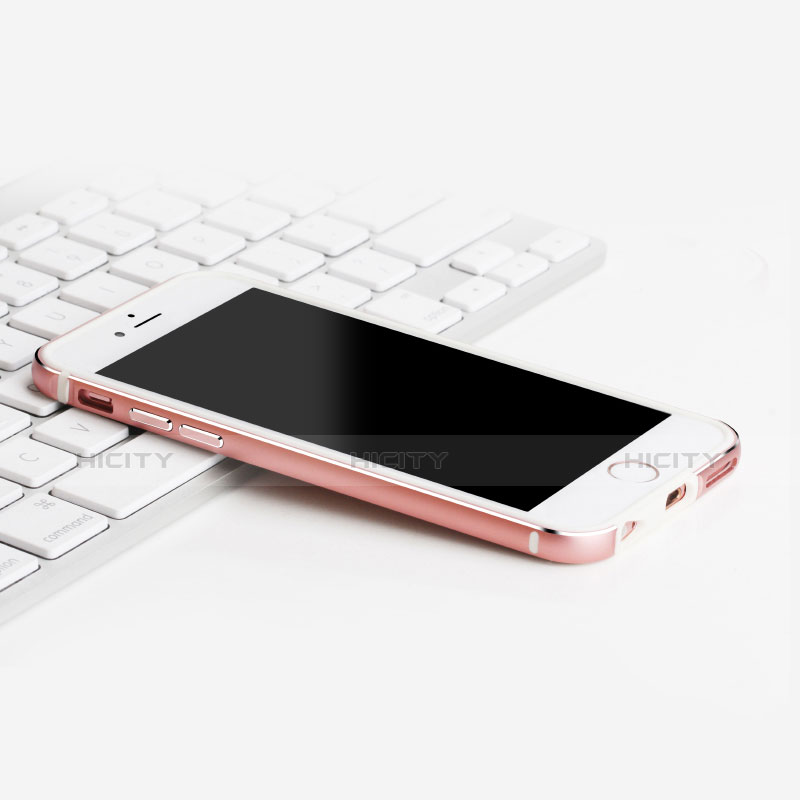 Schutzhülle Luxus Aluminium Metall Rahmen für Apple iPhone 6S Rosa groß