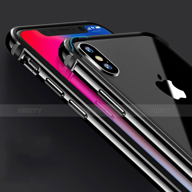 Schutzhülle Luxus Aluminium Metall Rahmen für Apple iPhone X Schwarz