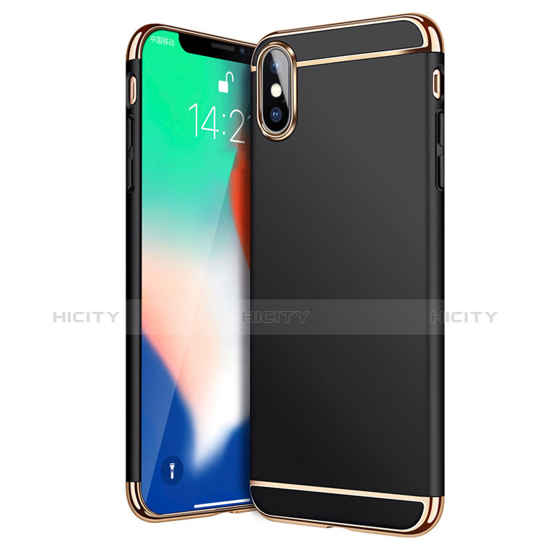 Schutzhülle Luxus Metall Rahmen und Kunststoff C02 für Apple iPhone Xs Max Schwarz Plus