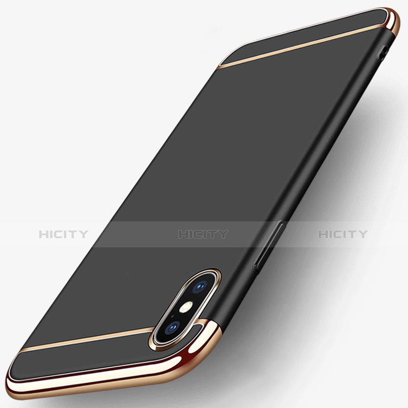 Schutzhülle Luxus Metall Rahmen und Kunststoff C02 für Apple iPhone Xs Max Schwarz groß