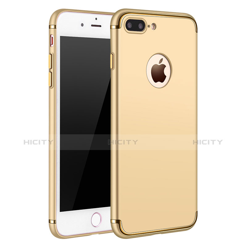 Schutzhülle Luxus Metall Rahmen und Kunststoff F02 für Apple iPhone 7 Plus Gold
