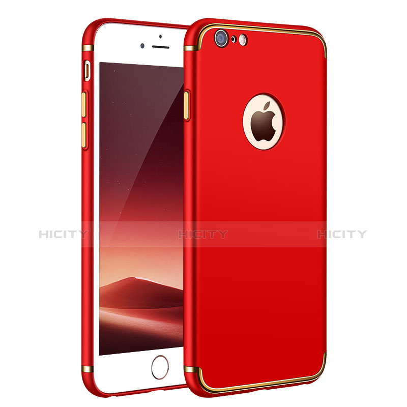 Schutzhülle Luxus Metall Rahmen und Kunststoff für Apple iPhone 6S Plus Rot Plus