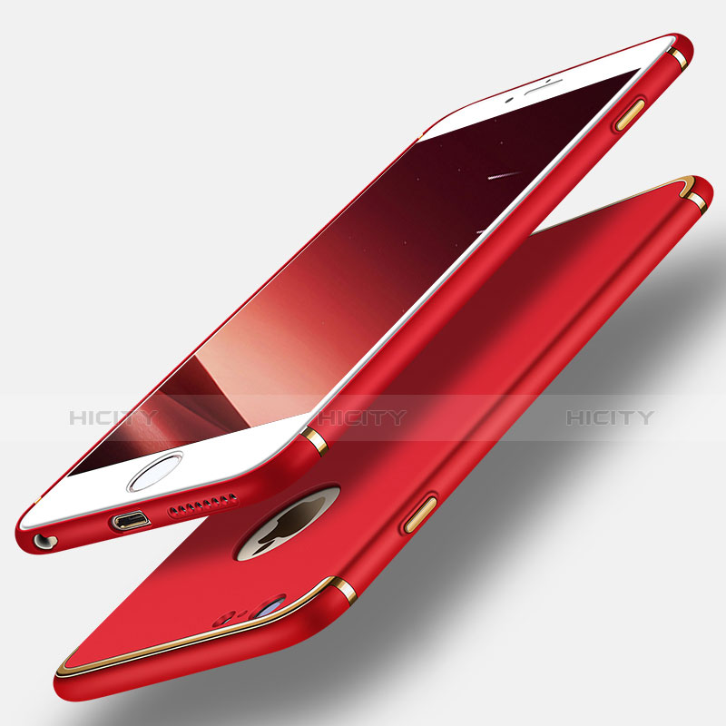 Schutzhülle Luxus Metall Rahmen und Kunststoff für Apple iPhone 6S Plus Rot groß