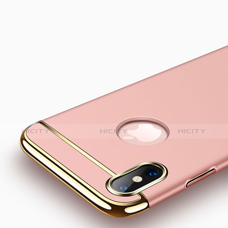 Schutzhülle Luxus Metall Rahmen und Kunststoff für Apple iPhone X Rosegold groß