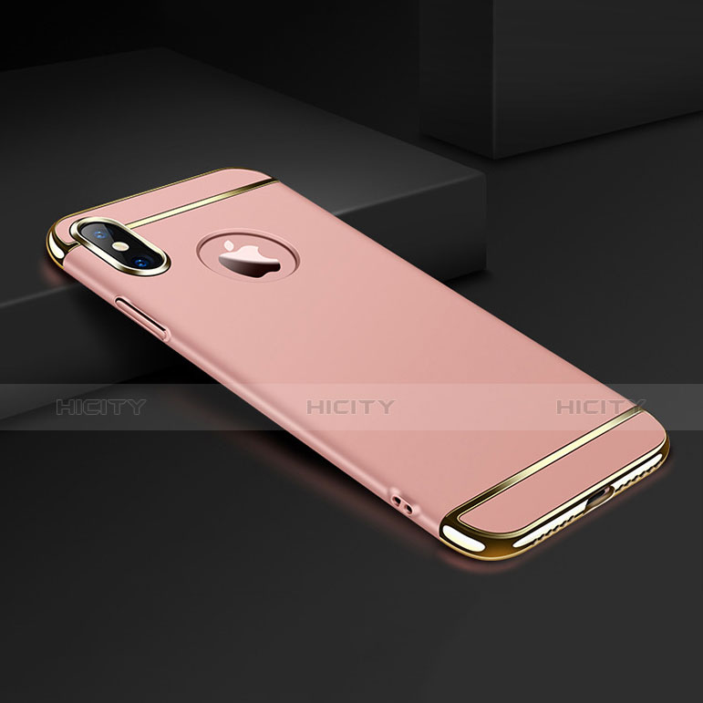 Schutzhülle Luxus Metall Rahmen und Kunststoff für Apple iPhone X Rosegold groß