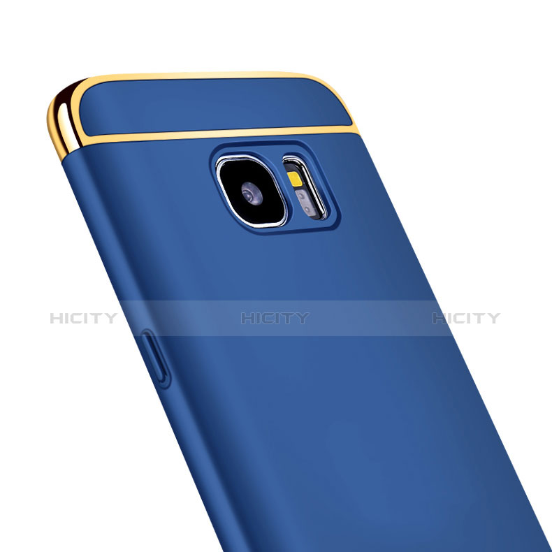 Schutzhülle Luxus Metall Rahmen und Kunststoff für Samsung Galaxy S7 Edge G935F Blau