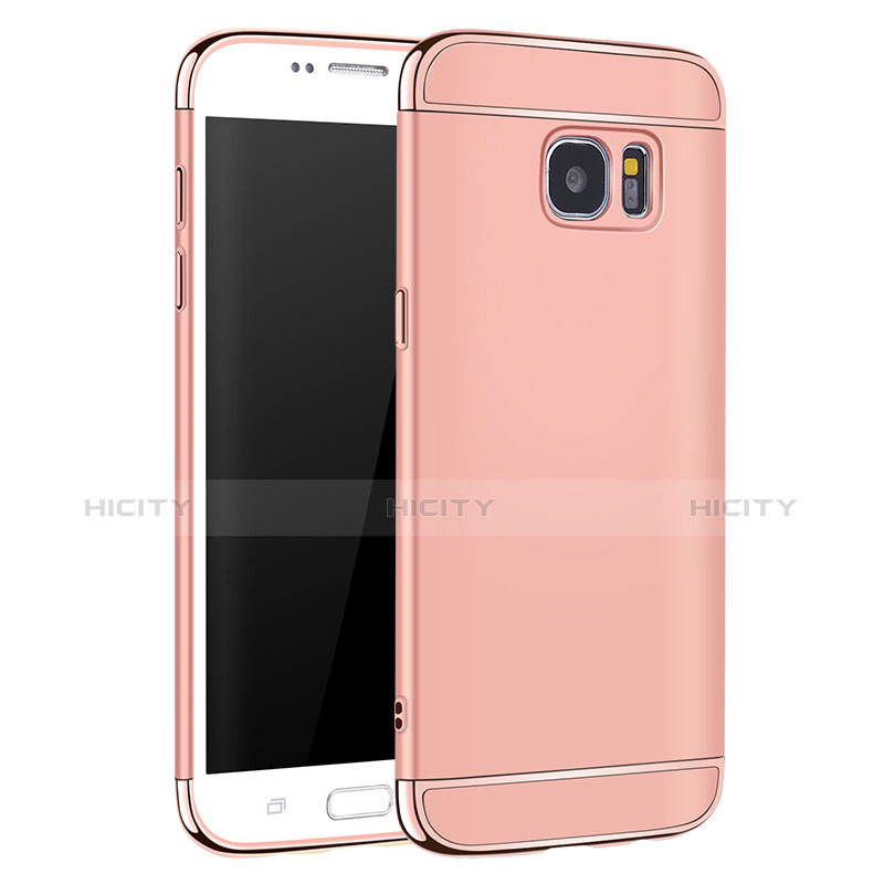 Schutzhülle Luxus Metall Rahmen und Kunststoff für Samsung Galaxy S7 Edge G935F Rosegold groß