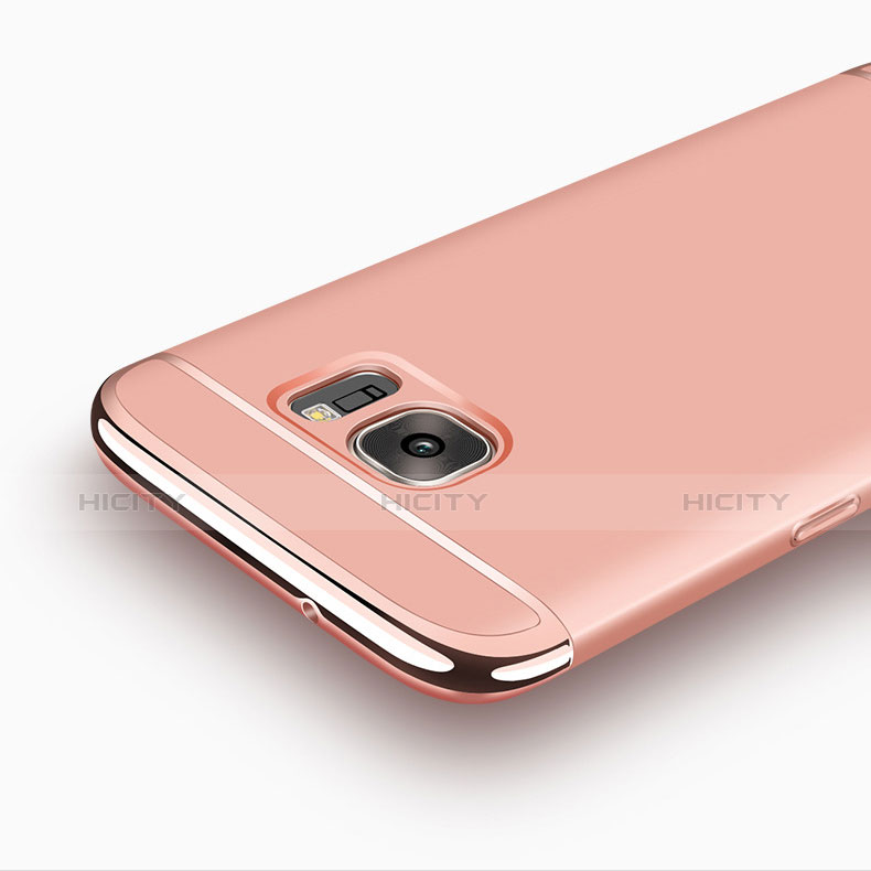 Schutzhülle Luxus Metall Rahmen und Kunststoff für Samsung Galaxy S7 Edge G935F Rosegold groß