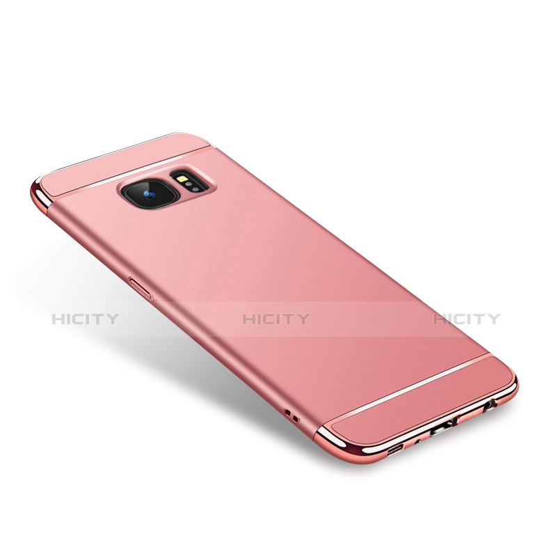 Schutzhülle Luxus Metall Rahmen und Kunststoff für Samsung Galaxy S7 Edge G935F Rosegold groß