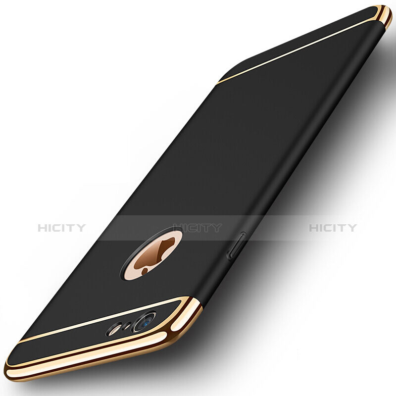 Schutzhülle Luxus Metall Rahmen und Kunststoff M01 für Apple iPhone 6 Plus Schwarz Plus