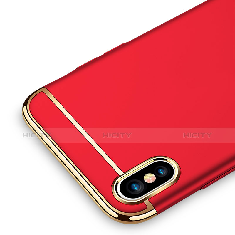 Schutzhülle Luxus Metall Rahmen und Kunststoff M01 für Apple iPhone X Rot