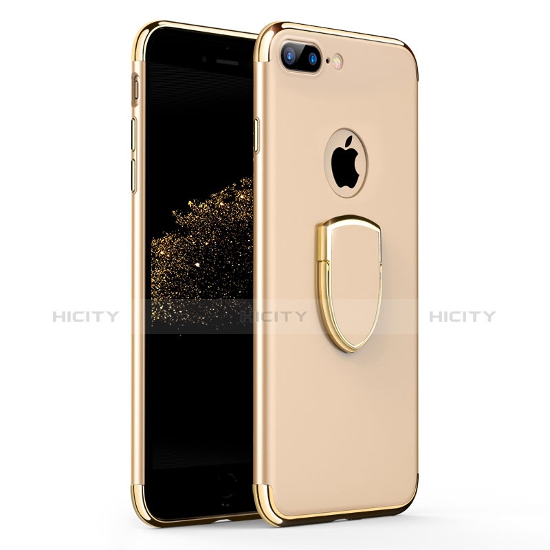 Schutzhülle Luxus Metall Rahmen und Kunststoff mit Fingerring Ständer A03 für Apple iPhone 7 Plus Gold