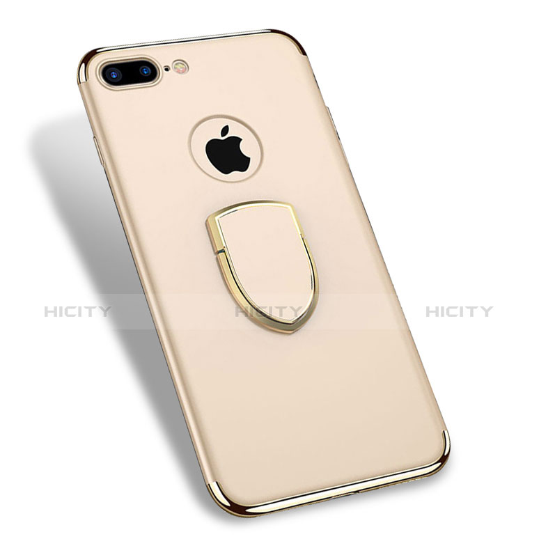 Schutzhülle Luxus Metall Rahmen und Kunststoff mit Fingerring Ständer A03 für Apple iPhone 8 Plus Gold