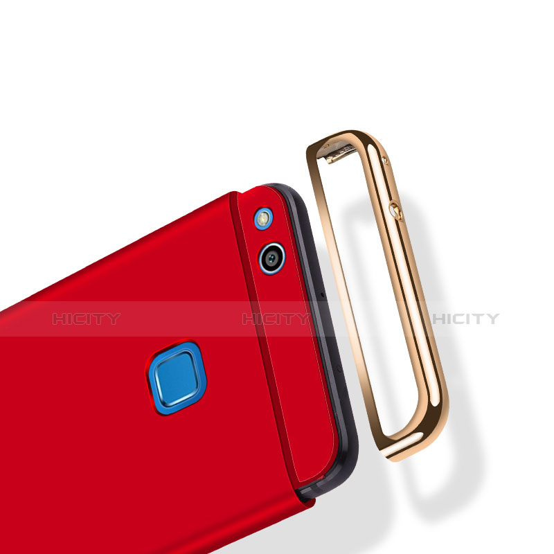 Schutzhülle Luxus Metall Rahmen und Kunststoff mit Fingerring Ständer für Huawei Nova Lite Rot