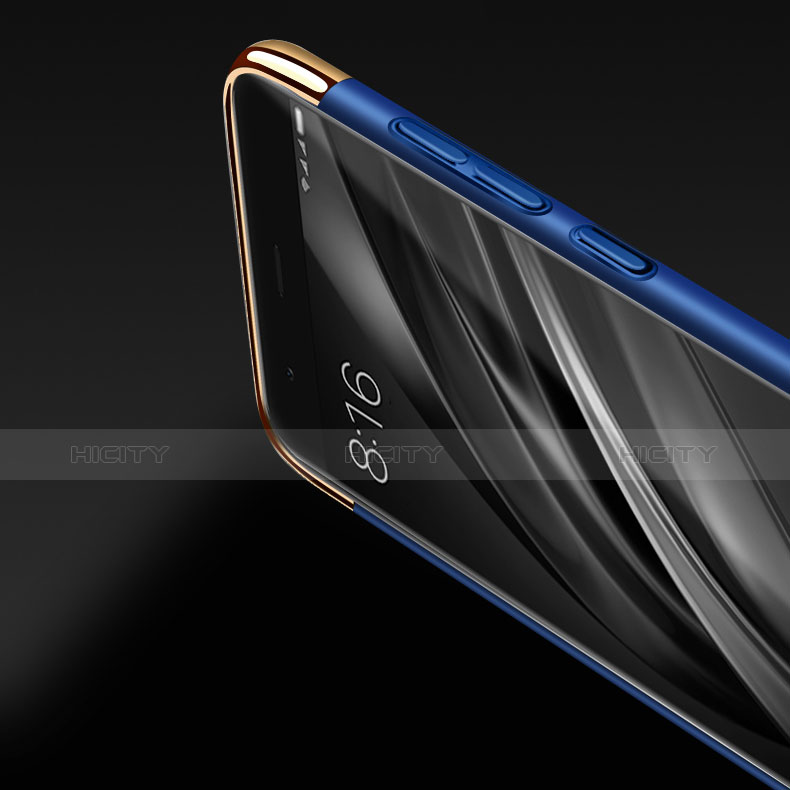 Schutzhülle Luxus Metall Rahmen und Kunststoff mit Fingerring Ständer für Xiaomi Mi 6 Blau