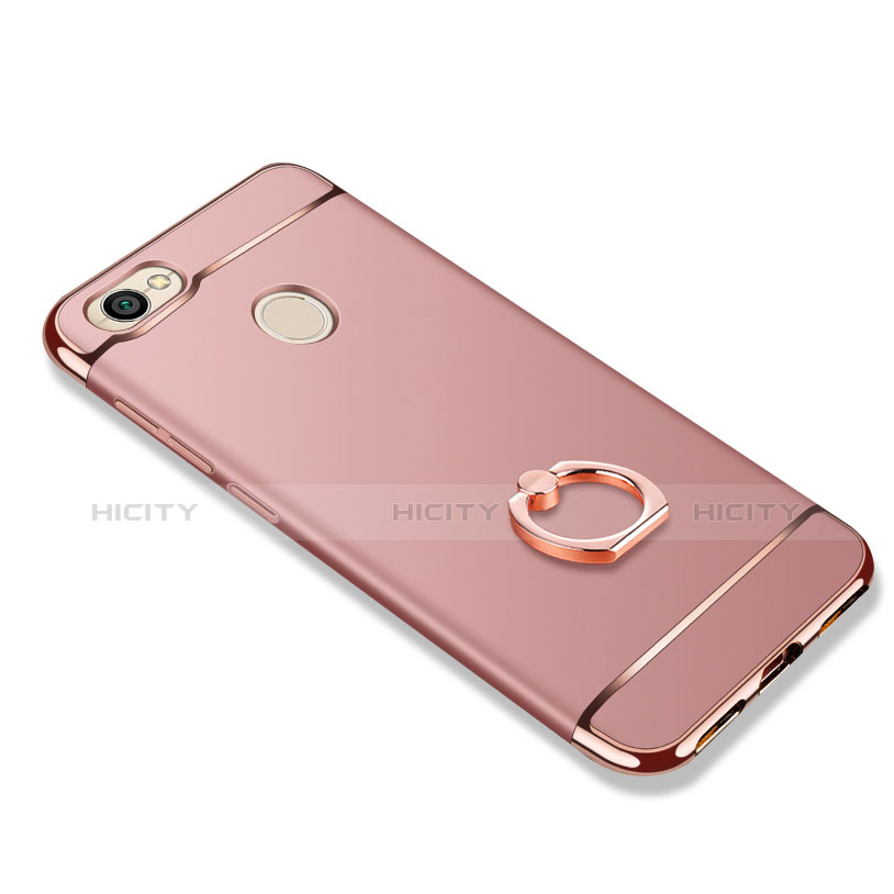 Schutzhülle Luxus Metall Rahmen und Kunststoff mit Fingerring Ständer für Xiaomi Redmi Note 5A High Edition Rosegold