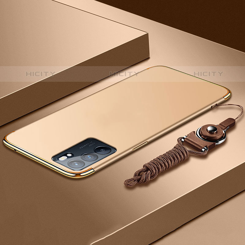 Schutzhülle Luxus Metall Rahmen und Kunststoff Schutzhülle Tasche für Oppo Reno6 5G Gold Plus