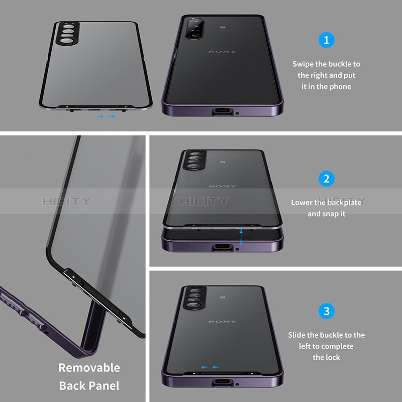 Schutzhülle Luxus Metall Rahmen und Kunststoff Schutzhülle Tasche für Sony Xperia 1 IV groß