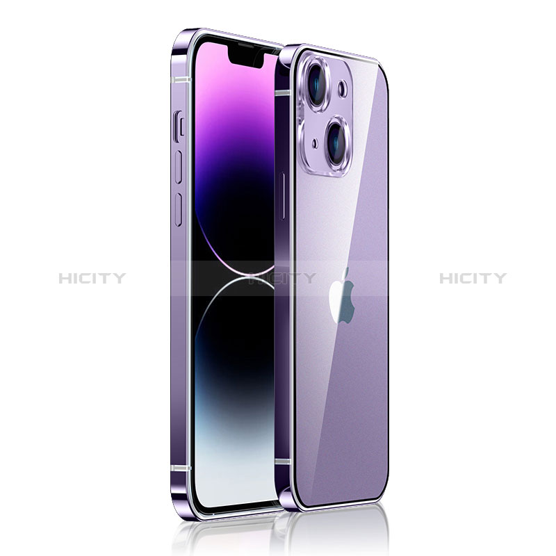 Schutzhülle Luxus Metall Rahmen und Kunststoff Schutzhülle Tasche JB1 für Apple iPhone 13 Violett Plus